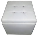Cubo Pouf Contenitore in Similpelle e Cristalli Renier Bianco