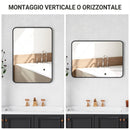 Specchio da Bagno 50x2,5x70 cm con Cornice in Metallo e Gancio Nero      