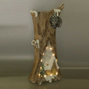 Statua resina tronco innevato con led marrone cm 28x19,5xh55