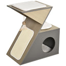 Casetta per Gatti con Tiragraffi in MDF 60x37x65 cm  Grigia