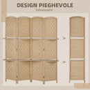 Paravento a 4 Ante Pieghevole con Mensole 160x170 cm Legno di Pino   