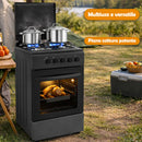 Cucina a Gas 86x50x50 cm Piano Cottura a 4 Fuochi da Esterno con Forno e Coprifuochi Nero       