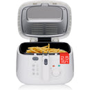 Friggitrice 2,5 Litri con Termostato Regolabile 1800W Coperchio e Maniglia Pieghevole Bianco      