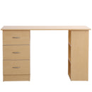 Scrivania da Ufficio con 3 Cassetti e Ripiani in Legno Naturale 120x49x72 cm 