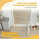 Cancelletto di Sicurezza per Cani 74,5-111,5x74,5 cm Chiusura Automatica e Apertura con Una Mano in Metallo PP e ABS Bianco      