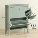 Scarpiera Slim per 14 Paia di Scarpe 80x24x95,5cm 2 Cassetti Verde   