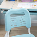 Set Scrivania e Sedia per Bambini da 3 Anni Regolabile Tavolo Inclinabile a 60° con Cassetto e Ripiani in PP e Acciaio Blu      