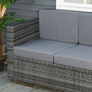 Divano da Esterno 3 Posti 185x70x80 cm con Cuscini per Seduta e Schienale in Rattan PE e Metallo Grigio      