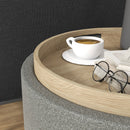Pouf Contenitore Effetto Lino da 120 kg max 56x56x42 cm con Vassoio a Ribalta in MDF Grigio