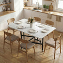 Tavolo Pieghevole per 4-6 Persone 120x80x73 cm con 2 Ribalte e Ruote con Freno Struttura in Acciaio Bianco Legno      
