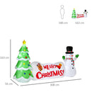 Albero di Natale Gonfiabile 163 cm con Pupazzo di Neve Scritta e Luci LED