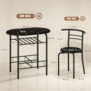 Set Tavolo Moderno con 2 Sedie per Sala da Pranzo Design Salvaspazioin MDF e Metallo Marrone e Nero      
