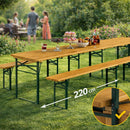Set Birreria con 2 Panche e Tavolo Pieghevole 220x48x75 cm Panca Seduta Salvaspazio in Legno di Abete e Ferro Verde      