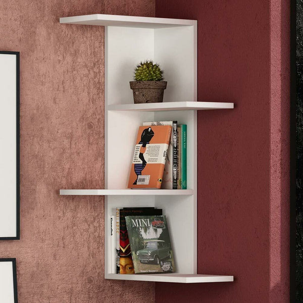 Libreria Scaffale 42x42x85 cm 4 Ripiani da Parete Angolare in MDF Bianco sconto