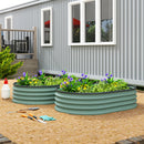 Set di 2 Aiuole Rialzate 135x90x30 cm con Bordo in Gomma e Design Modulare in Metallo Galvanizzato Verde      