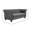 Divano 2 Posti 185x81x78 cm in Tessuto Effetto Lino Grigio