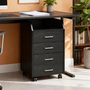 Cassettiera da Ufficio 40x36x65 cm con 4 Cassetti e Ripiano per Stampante su Ruote in MDF Nero      
