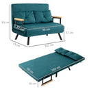 Divano Letto 2 Posti 102x73x81 cm in Tessuto Effetto Velluto Verde