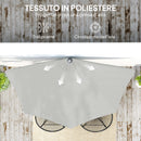 Ombrellone da Parete Mezzaluna Salvaspazio 270x240 cm con Apertura a Manovella in Metallo e Poliestere Grigio Chiaro      