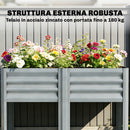 Vaso Rialzato 120x55x80 cm con Ripiano Portaoggetti Capacità 150L in Acciaio Zincato Grigio      
