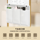 Tavolino da Salotto a Forma di C Piano Effetto Marmo con Prese di Corrente e USB in MDF Bianco  