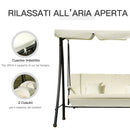Dondolo da Giardino 3 Posti con Tettuccio Crema 200x125x170 cm 
