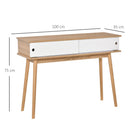 Consolle Ingresso 2 Scomparti 100x35x75 cm in MDF e Metallo Legno e Bianco