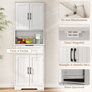 Credenza Cucina 60x30x172 cm con 2 Armadietti Cassetto e Piano Centrale con Passacavi in MDF Bianco      