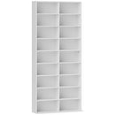 Ripiani per CD e DVD 78,5x24x175 cm con 18 scomparti Capacità  640 CD-360 DVD-430 Blu-ray in Legno Bianco      