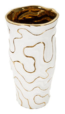 Vaso Adore Ø16x32,5 cm in Ceramica Bianco e Oro      