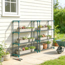 Set di 2 Scaffali per Piante a 4 Livelli 90x28x104 cm con Ganci in Acciaio Verde      