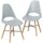 Set 2 Sedie da Pranzo in Stile Nordico con Schienale Curvato in Plastica e Legno Grigio
