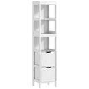 Mobile Bagno 30x30x141,2 cm con 3 Ripiani Aperti e 2 Cassetti in Legno Bianco  