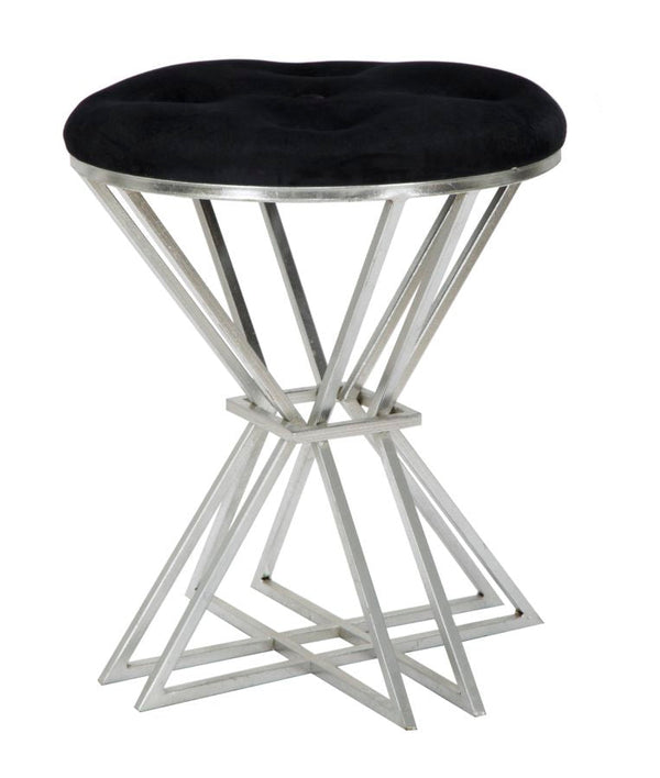 acquista Sgabello Oslo Ø40x50 cm in Ferro e MDF e Spugna e Poliestere Argento e Nero