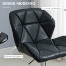 Set 2 Sgabelli da Bar 51,5x57,5x93-114,5 cm in Similpelle Nero