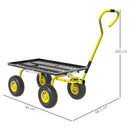 Carrello da Giardino 94x48.5x100 cm con Capacità 150 kg e Maniglia Rivestita in Acciaio Giallo e Nero      