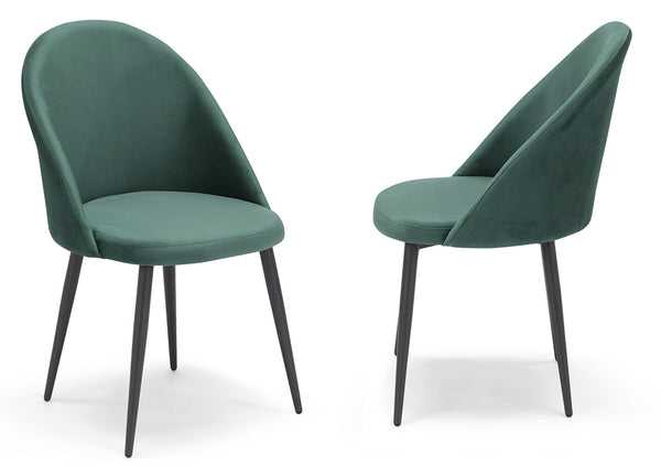 acquista Set 2 sedie Imbottite 51x58x87 cm In Tessuto Tiffany Lola Petrolio