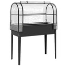 Letto per Orto Rialzato 100x49x136 cm con Copertura Mini Serra e Foro di Drenaggio in Metallo e Plastica Nero      