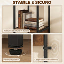 Libreria 29,5x30x185 cm Scaffale a 6 Ripiani Finitura in Legno e Acciaio Marrone      