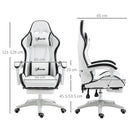Sedia da Gaming con Schienale Reclinabile 65x65x121-129 cm in Finta Pelle PU Bianco e Nero  