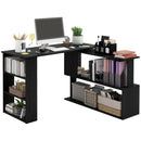 Scrivania Angolare con Piano Girevole a 360° 120x110x74,5 cm Struttura a Ripiani in Legno Ingegnerizzato Nero  