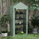 Serra a Casetta a 5 Livelli con Ingresso Avvolgibile 90x49x193 cm in Acciaio e Polietilene Verde