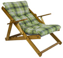 Poltrona Relax 3 Posizioni in Legno con Cuscino Imbottito Verde