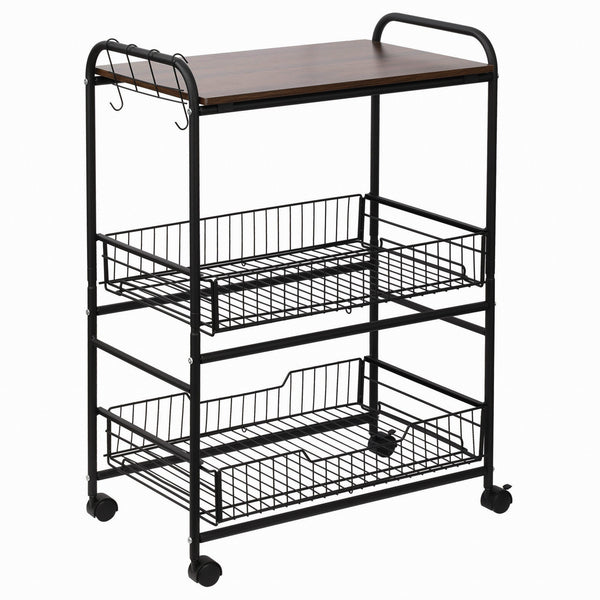 sconto Carrello da Cucina 60x38x85,5 cm in Legno e Metallo Nero