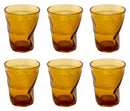 Set 6 Bicchieri Accartocciati 36 cl Ø9 cm in Vetro Pressato Kaleidos Ambra