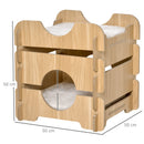 Cuccia per Gatti 50x50x50 cm 2 Piani con Cuscini in Legno Rovere