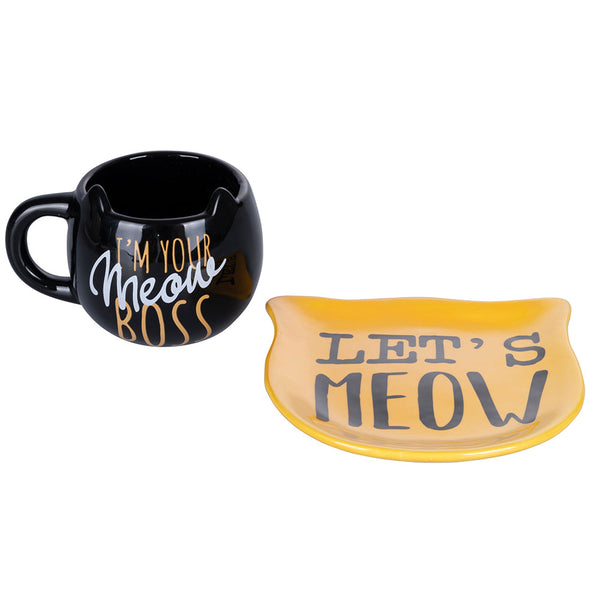 Set piattino e tazza in Ceramica VdE Tivoli 1996 Cats Giallo e Nero online