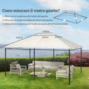Tetto di Ricambio 4x3 m per Gazebo Anti UV con Presa d'Aria in Poliestere Bianco Crema      