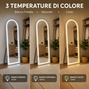 Specchio ad Arco 160x50 cm Figura Intera e LED a 3 Colori Dimmerabile in Alluminio      