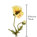 Set 4 Papaveri Artificiale con 2 Fiori Artificiali Altezza 74 cm Giallo